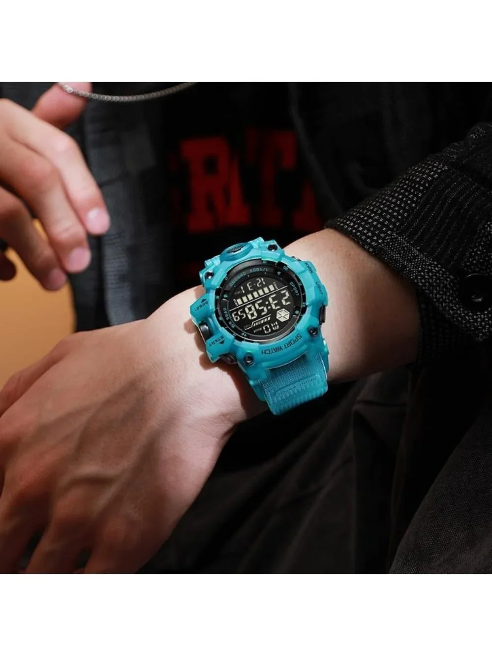 Men's Sky Blue Analog Quartz Electronic Military Multifunction LED Digital Watch